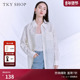 时尚 TKY 通勤白衬衣宽松薄上衣 女夏季 新款 SHOP肌理感印花长袖 衬衫