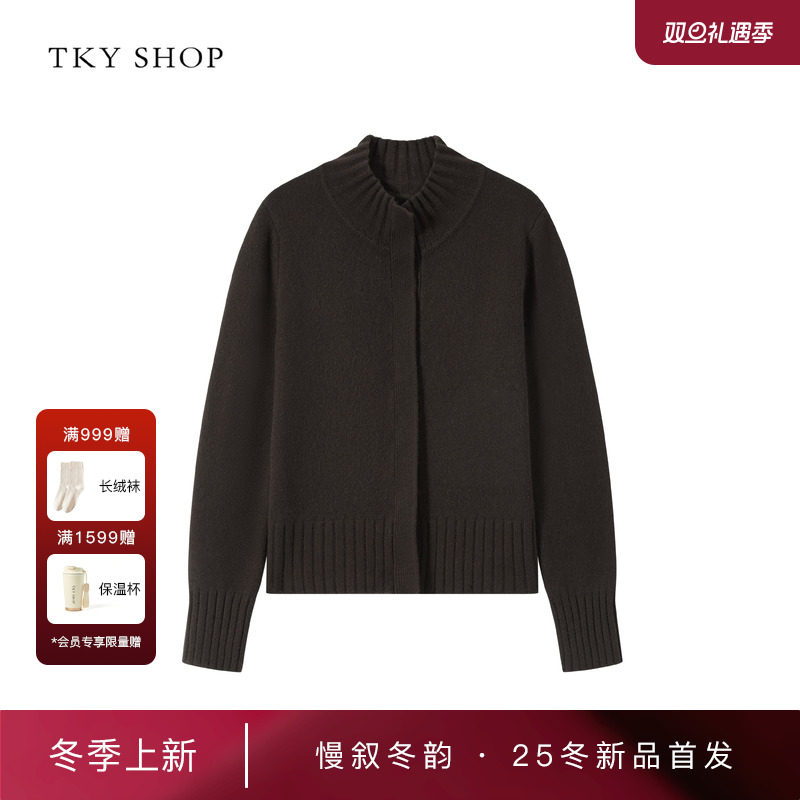 TKYSHOP高领毛开衫女