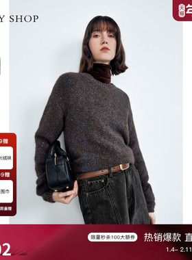 TKY SHOP彩色花纱毛衣女2025年新款休闲圆领毛衣甜美显瘦针织衫