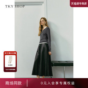 PU皮裙2025秋新款 SHOP长款 TKY a字半身裙10I1BJ03L048 商场同款