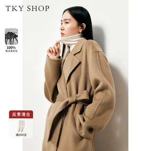 100%骆驼绒 SHOP高级感双面绒毛呢外套女冬季 TKY 大衣女 新款 长款