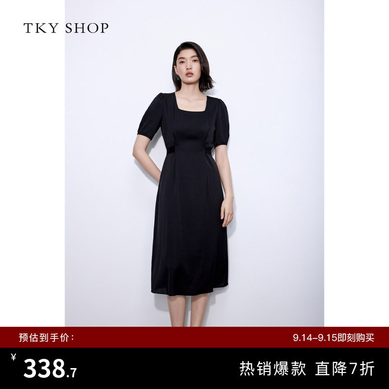 TKYSHOP收腰显瘦真丝连衣裙图片