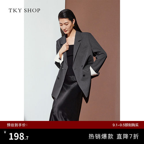 TKYSHOP袖口拼接通勤西装外套