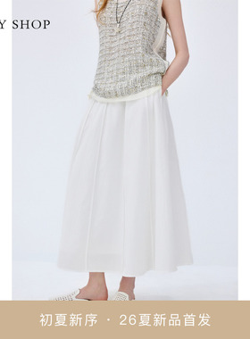 [商场同款]TKY SHOP拼接半身裙2026夏新款气质小白裙10J1SA05I037