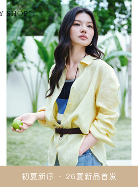 [商场同款]TKY SHOP松弛感亚麻长袖衬衫女2026夏新款10J1KA01E068