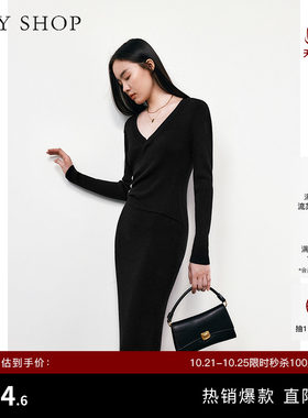 TKYSHOP修身显瘦长款针织连衣裙