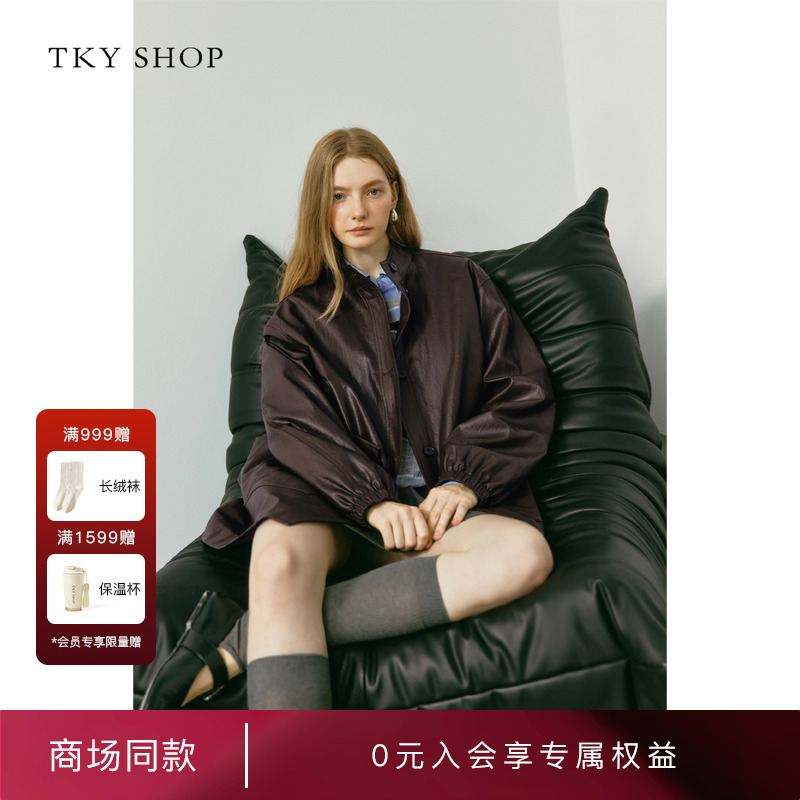 TKYSHOP时髦立领皮衣外套