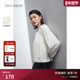 SHOP短款 微皱肌理感上衣女纯棉长袖 衬衫 TKY 复古法式 圆领休闲上衣