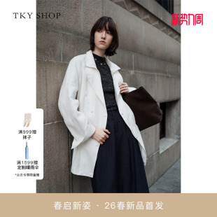 SHOP抽绳收腰亚麻短外套女2026春新款 TKY 10J1DA04B030 商场同款