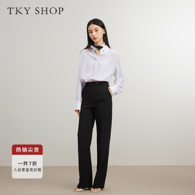 TKYSHOP浅紫色简约百搭通勤衬衫