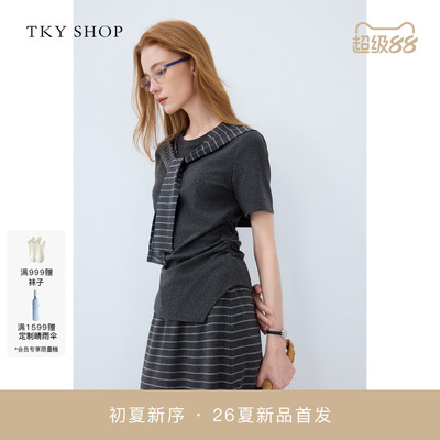 TKYSHOP学院风披肩短袖T恤