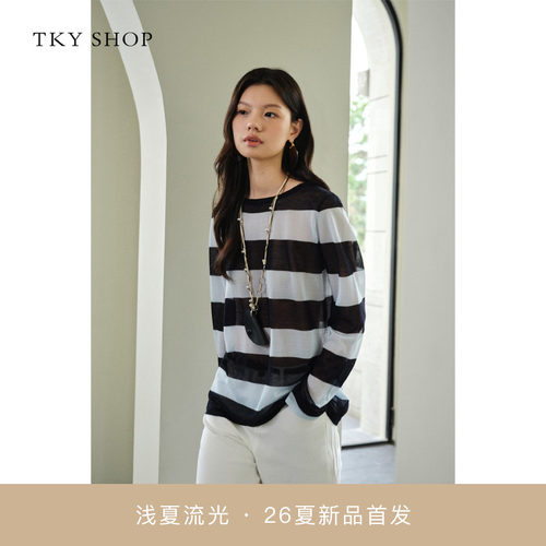 TKYSHOP条纹撞色针织衫