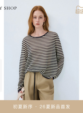 [商场同款]TKY SHOP圆领长袖薄针织衫女2026夏新款10J1LA01E008