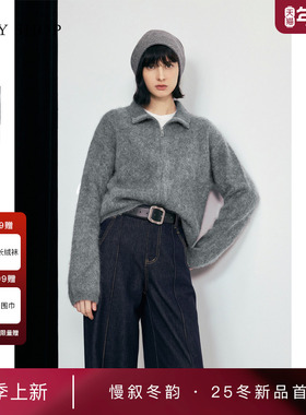 [商场同款]TKY SHOP纯羊绒针织开衫女2025冬新款外套10I1MA03Q162