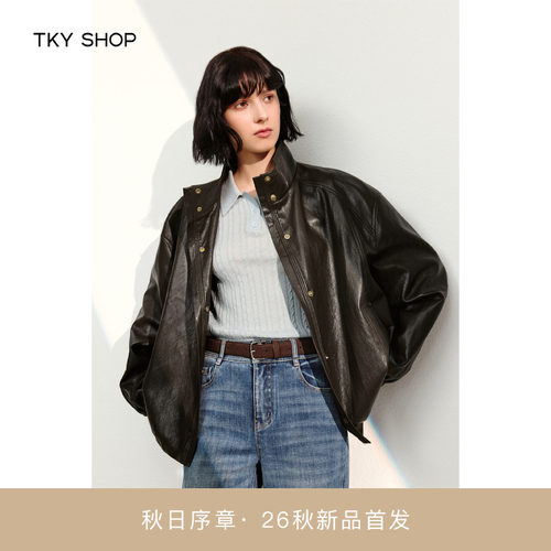 TKYSHOP机车风PU皮短外套秋款