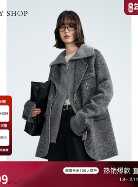 TKY SHOP西装式毛呢外套女2025冬季新款短外套气质高级感冬装保暖