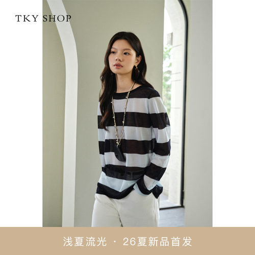TKYSHOP条纹撞色针织衫