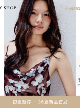[商场同款]TKY SHOP荡领吊带连衣裙女2026夏印花裙子10J1WA02F039