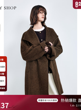 TKY SHOP中长款羊毛大衣女2025冬季新款气质高级感骆驼绒毛呢外套