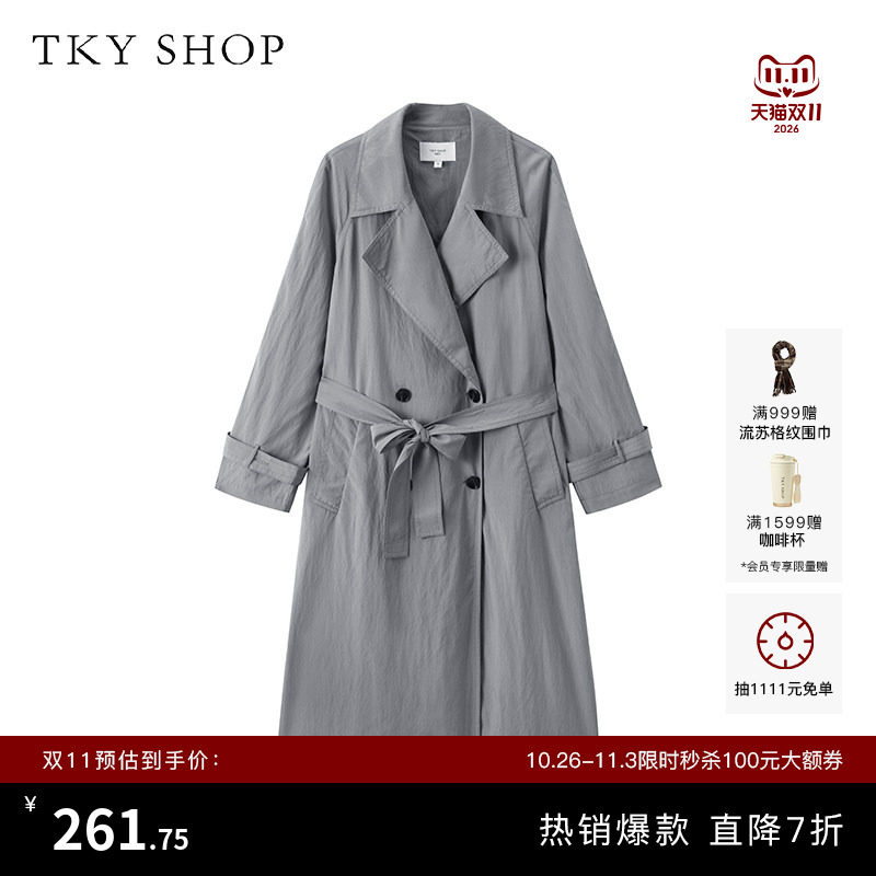 TKY SHOP英伦风中长款时尚风衣外套女春季新款复古摩登上衣通勤