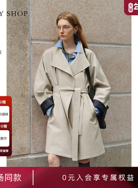 [商场同款]TKY SHOP中长款系带风衣女2025秋新款外套10I1BA03L041