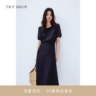 [商场同款]TKY SHOP黑色连衣裙2026夏收腰显瘦A字裙10J1YA08L129
