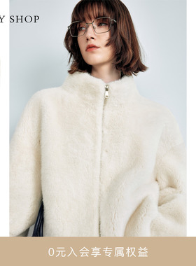 [商场同款]TKYSHOP立领短款仿貂绒外套2024冬季新款10H1DA05T075