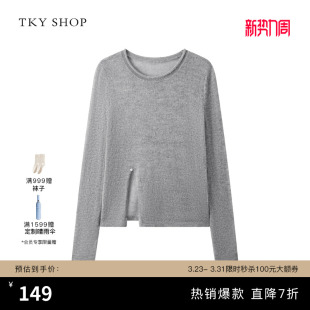 小众设计感时尚 TKY 女2025秋新款 圆领套头毛针织衫 上衣女 SHOP长袖