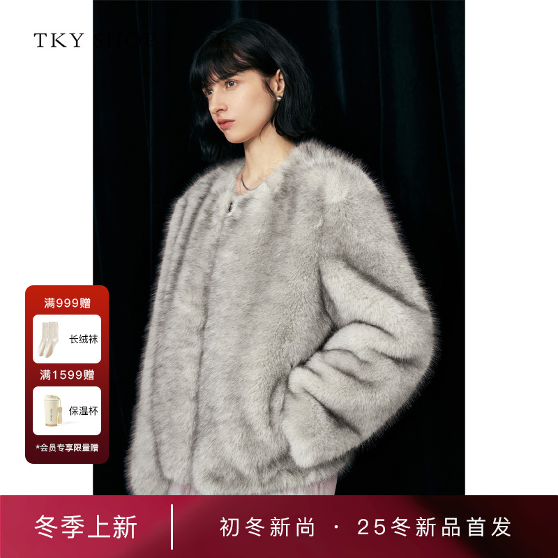 TKYSHOP短款毛毛外套