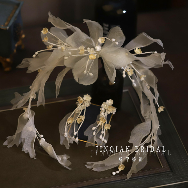 绢纱铃兰花发夹头花新娘头饰