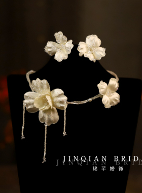 法式超仙手工花朵串珠锁骨链