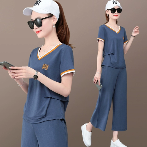 Тонкий шелковый дышащий спортивный костюм для отдыха, короткий рукав, в корейском стиле, оверсайз, по фигуре, подходит для подростков, для бега