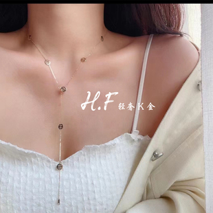 韩国网红项链女小香风14K黄金个性气质中长款毛衣链小众2023新款