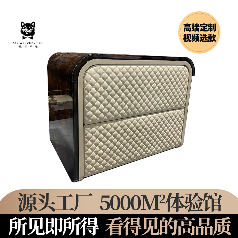 高端定制设计师款意式后现代简约实木床头柜 轻奢卧室床边柜bl