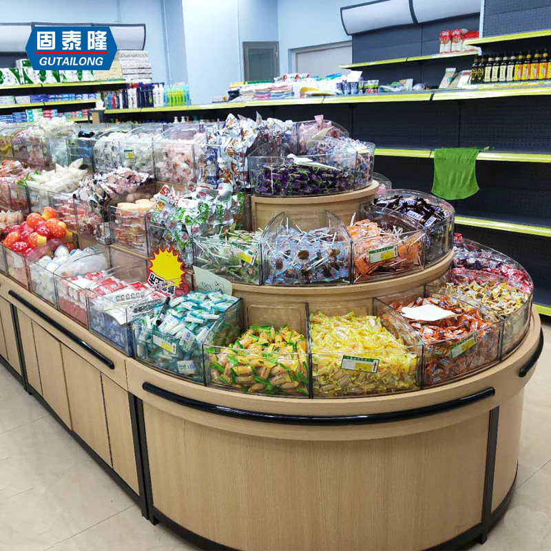 超市散货柜糖果柜五谷杂粮散装食品货架干果陈列柜中岛零食展示柜