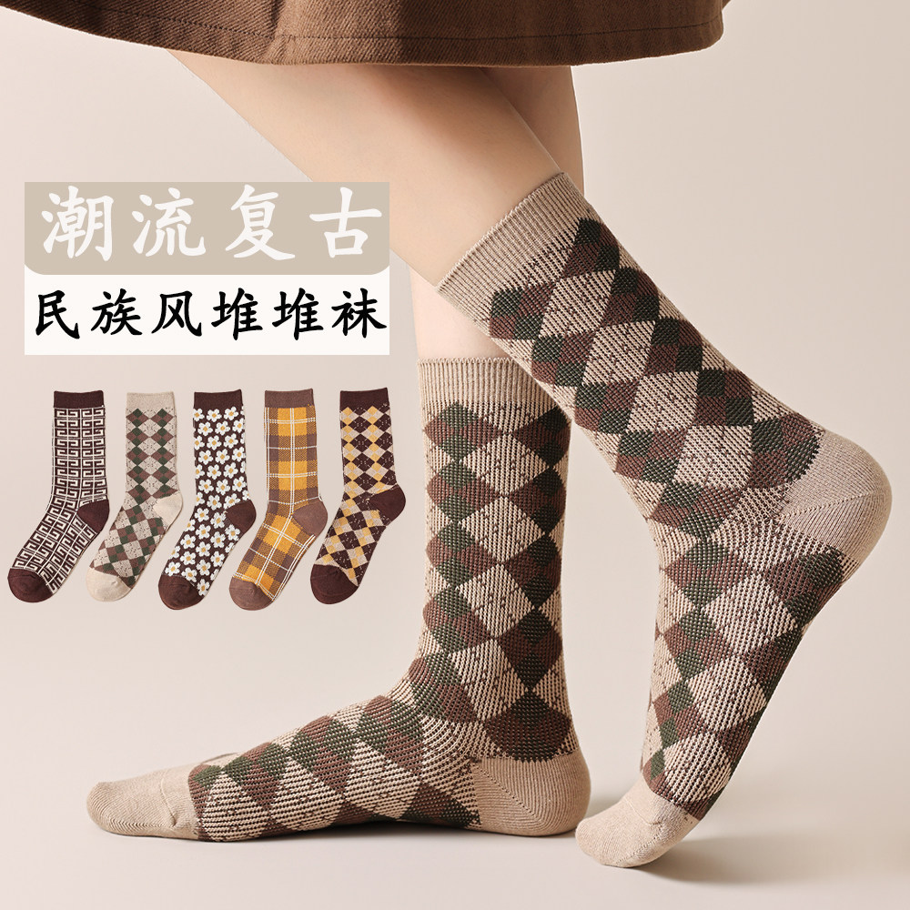 堆堆袜子女中筒袜秋冬款