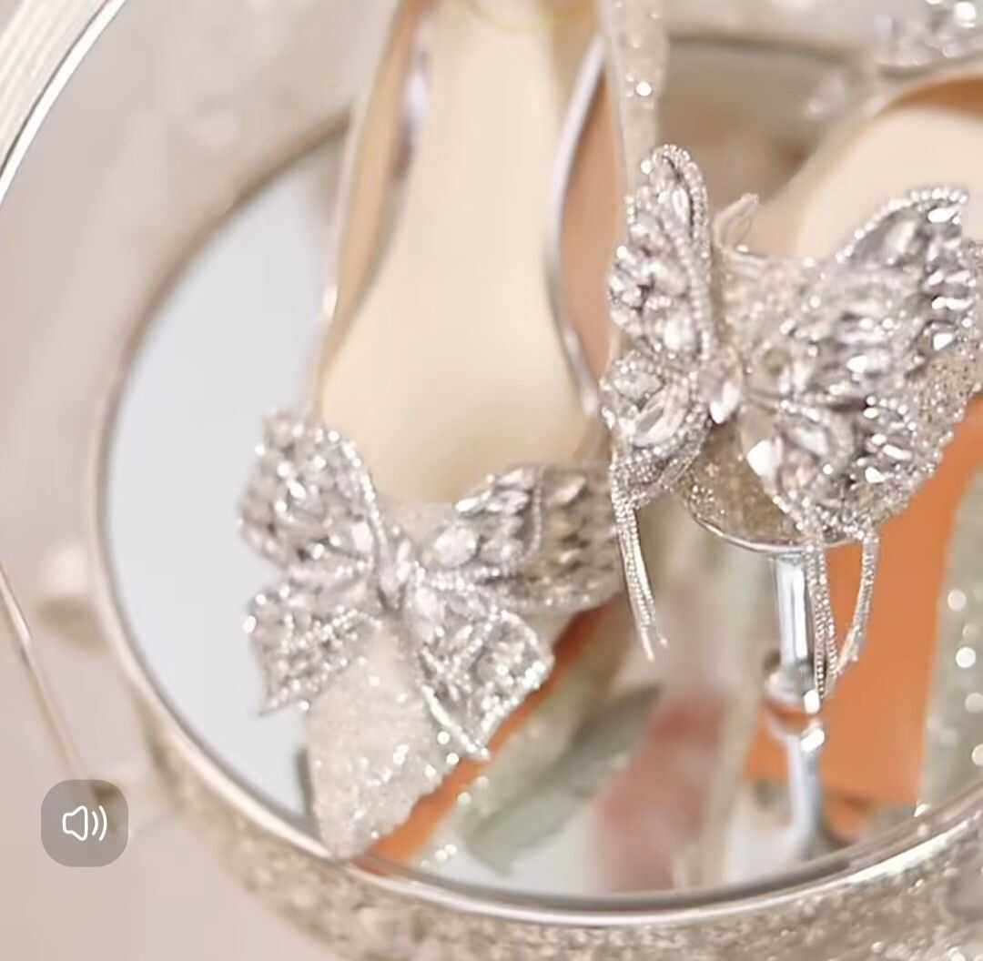 SILVER ENGAGEMENT BEAUTIFUL WEDDING SHOES 2024 NEW AUTUMN WINTER CRYSTAL MASTER WEDDING DRESS WEDDING BRIDAL SHOES HIGH HEELS STILETTO HEELS
