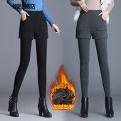 加厚保暖胖MM小脚裤 纯棉加绒打底裤 女外穿假两件秋冬显瘦高腰大码