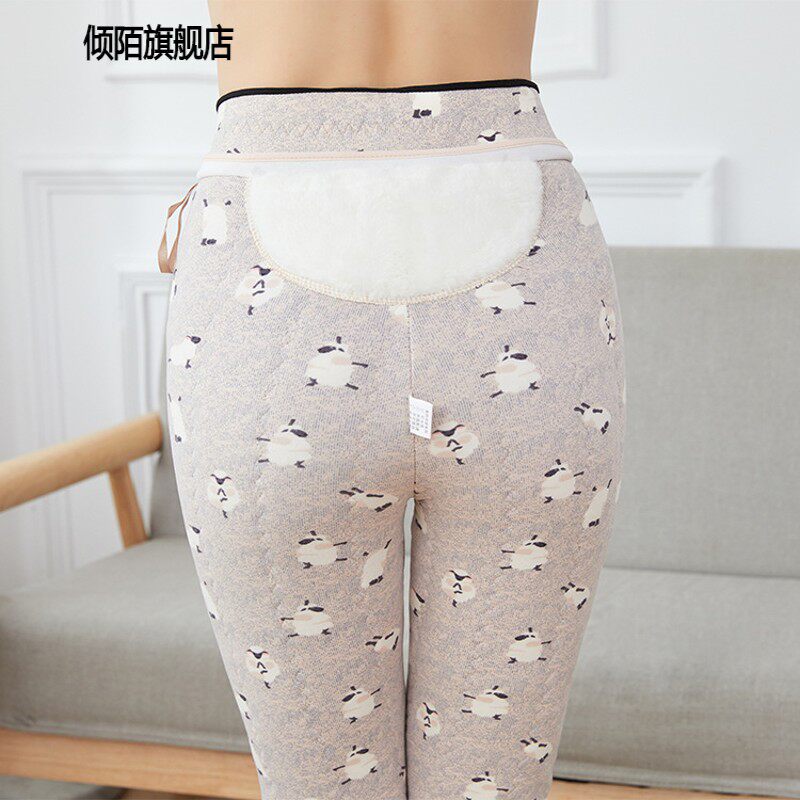 羊羔绒蚕丝棉裤冬季新款女士高腰保暖加绒护膝外穿打底裤