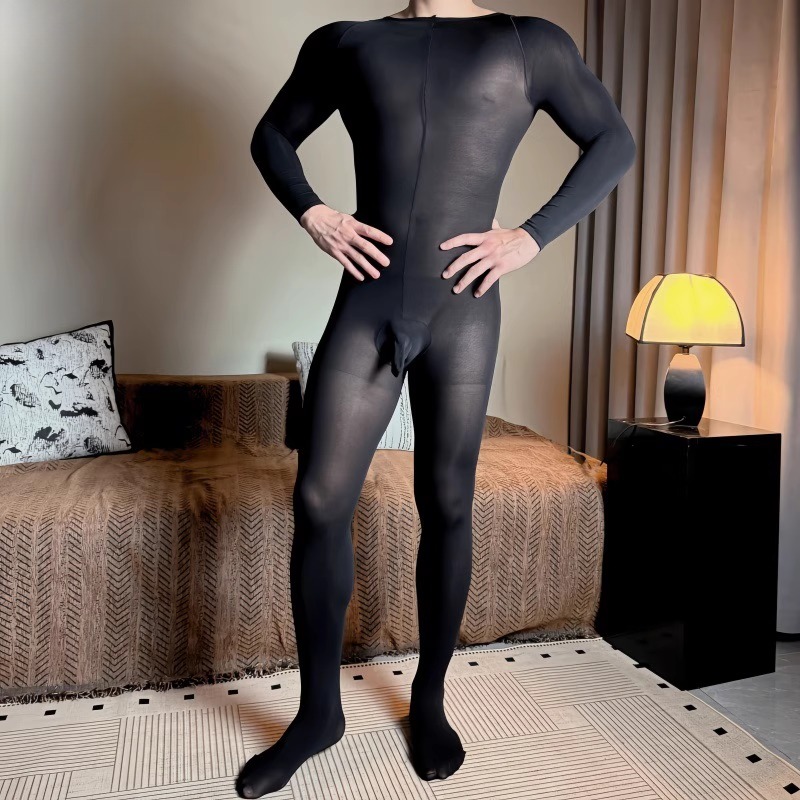 120D天鹅绒高弹男士连身袜