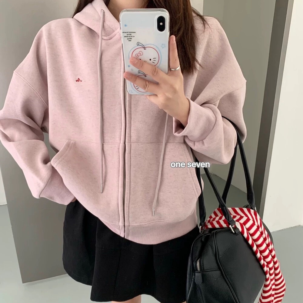 oneseven韩版宽松显瘦连帽卫衣