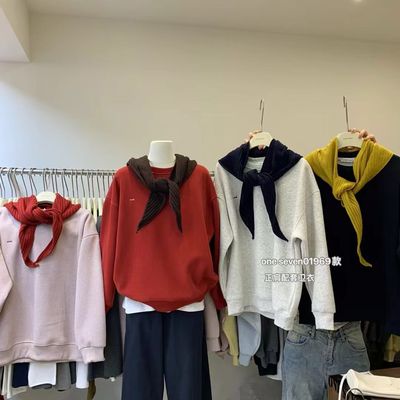 加绒圆领卫衣女宽松休闲