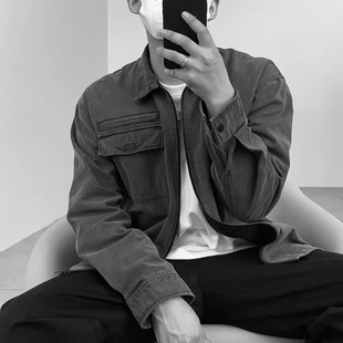 YKK拉链 夹克外套9004 极简风成衣水洗做旧工装