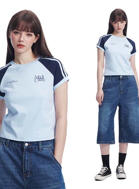 牛货推荐 P牌下架 美式辣妹撞色拼接短袖TMG800