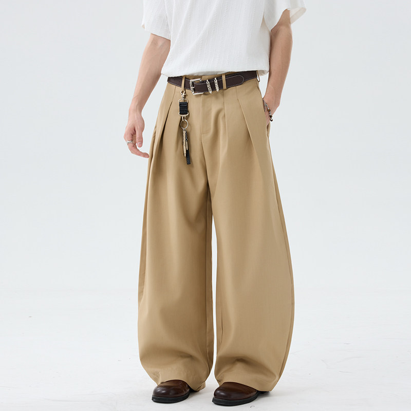 1901 美式复古老钱风褶皱弯刀西裤男女高级感cleanfit休闲裤潮