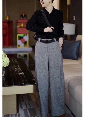 今年流行特惠2403大爱美依缘2025早春新款时尚黑色长袖上衣高腰阔