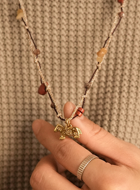 贰狸小马复古小马手工编织串珠项链新中式精致高级感原创小众