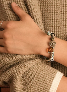 贰狸民族风复古手链秋冬中古叠戴高级感手串轻奢小众精致古着手饰