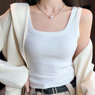 女夏季 螺紋棉方領(lǐng)背心女士吊帶遮副乳外穿春秋新款 修身 打底衫 內(nèi)搭