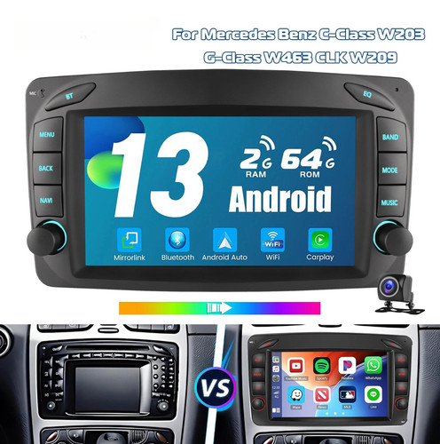 适用奔驰C-W203 W209 CLK320车载立体声收音机GPS导航无线CarPlay